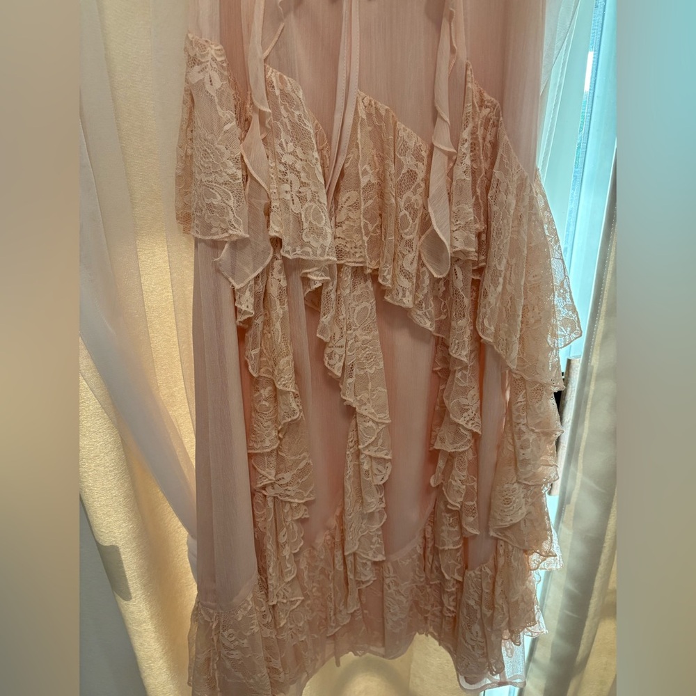Miss Selfridge Lace Ruffle Maxi Dress In Pink View 5